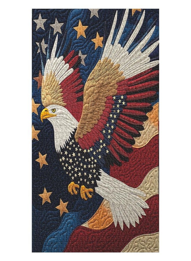 PPuzzling American Flag Eagle Puzzles for Adults 1000 Pieces, Bald Eagle Patriotic Jigsaw Puzzle, United States Freedom Bird Puzzle - Image 1